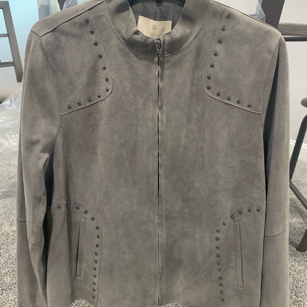 Etcetera NWT Gray Suede Studded Jacket Size 12